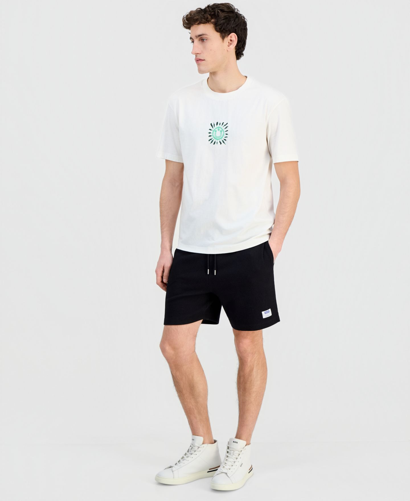 Мужская футболка Hugo Boss Cotton Logo Crewneck, цвет: Белый — фото 2