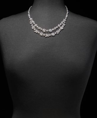 Cubic Zirconia Layered Statement Necklace, 16" + 3" extender