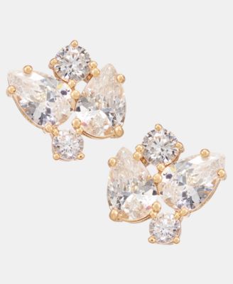Cubic Zirconia Cluster Stud Earrings