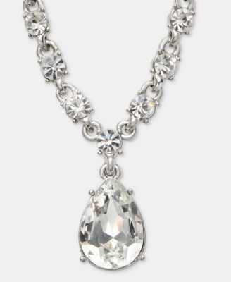 Cubic Zirconia Pear-Shape Pendant Necklace, 16" 