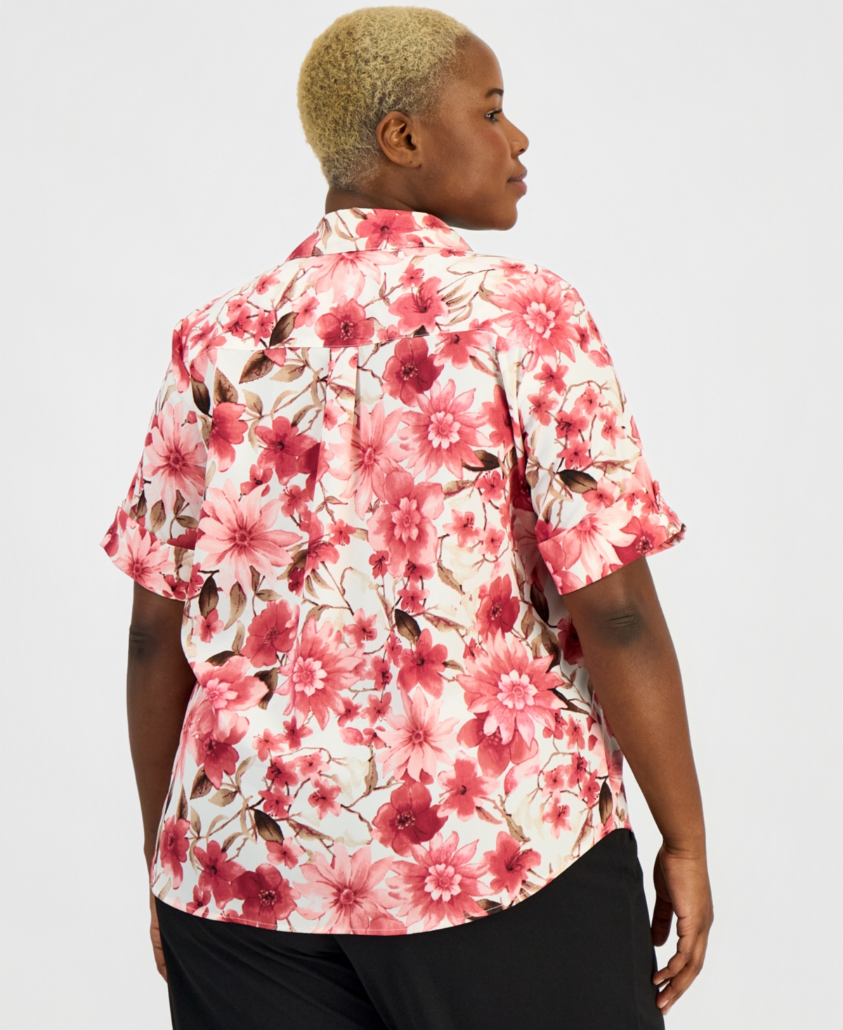 Anne Klein Essentials Plus Printed Button-Front Shirt