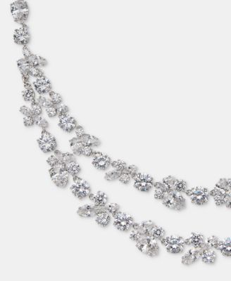 Cubic Zirconia Layered Statement Necklace, 16" + 3" extender