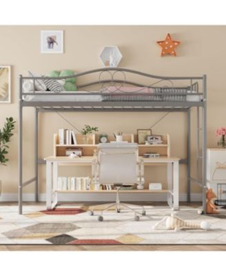 Twin Metal Loft Bed with Ladder & Full Guardrail, Heavy-Duty, Space-Saving, 400 lb Capacity, Noise-Free
