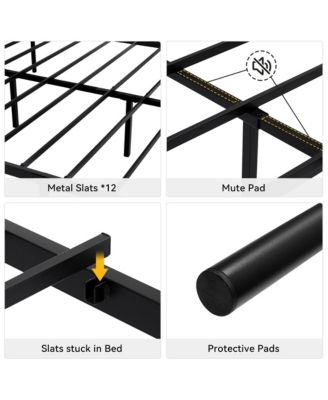 Queen Metal Platform Bed Frame with Headboard and Footboard