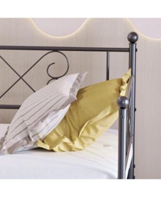 Twin Daybed with Trundle, Heavy-Duty Metal Slats, Upholstered Headboard, Space-Saving