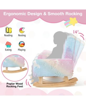 Upholstered Kids Rocking Chair with Sturdy Wood Rocking Legs