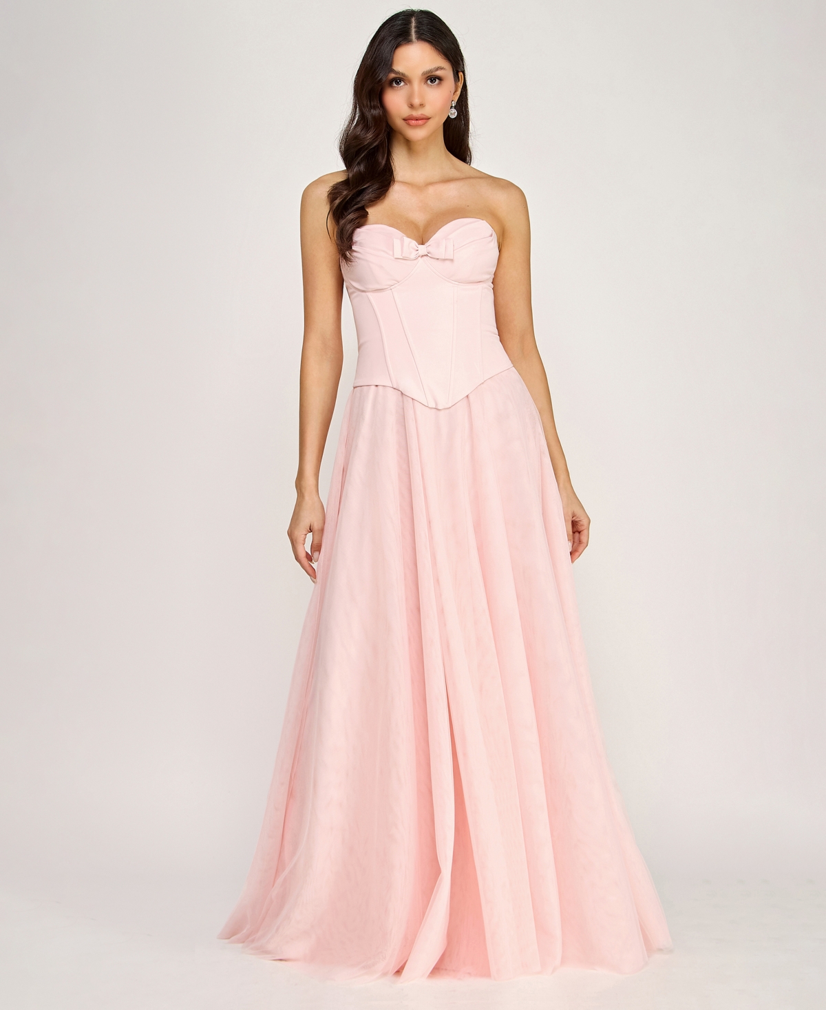 City Studios Juniors' Strapless Corset Top Long Gown