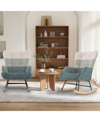 Nursery Rocking Chair with Ergonomic Armrests and High Back