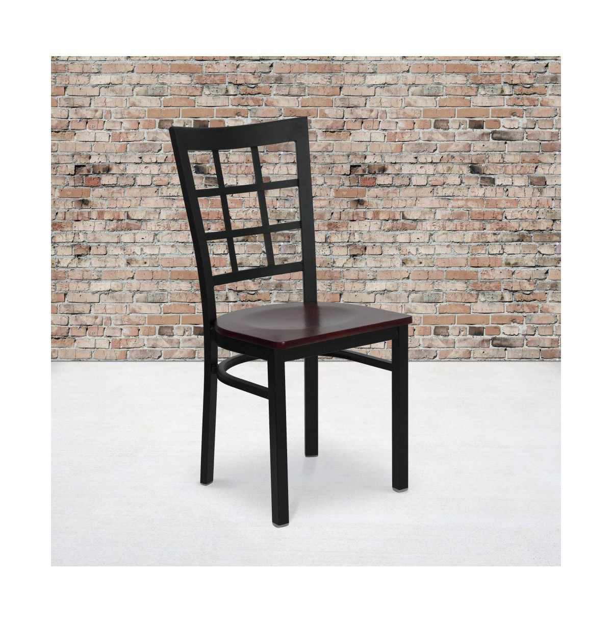 Emma+Oliver 2 Pack Window Back Metal Restaurant Chair