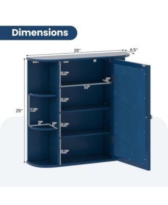 Wall-Mounted Bathroom Mirror Cabinet with Storage Shelves