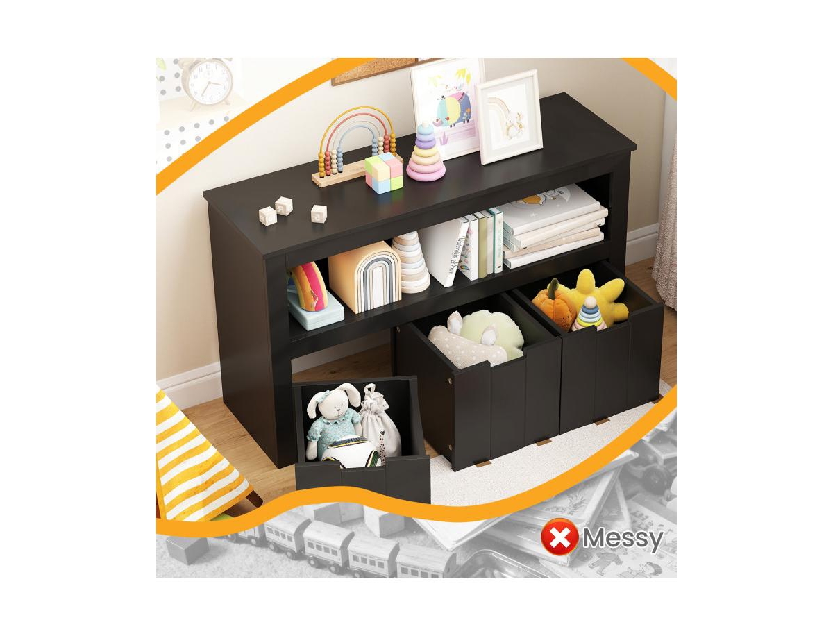 Kid Toy Storage Cabinet 3 Drawer Chest with Wheels Large Cube Shelf