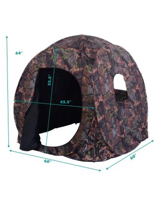 Portable Pop-Up Ground Camo Hunting Blind Enclosure, Surround View Shelter
