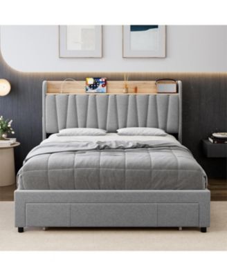 gaomon Upholstered Bed Frame with Storage Headboard and Drawers - Full ...