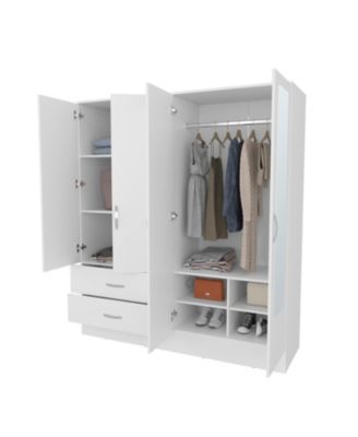Hilda Wardrobe Multistorage with Two Mirrors, White
