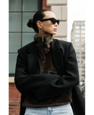 Women's Faux Fur Mock neck Vest