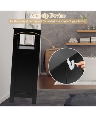 Wood Freestanding Bathroom Cabinet with Double Shutter Doors, Storage Organizer