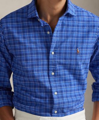 Men's Custom-Fit Plaid Oxford Shirt