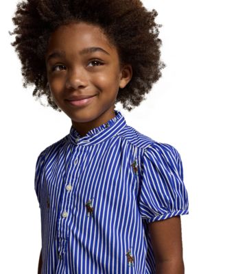 Girls' 2T-6X Polo Bear Striped Short-Sleeve Shirt Dress
