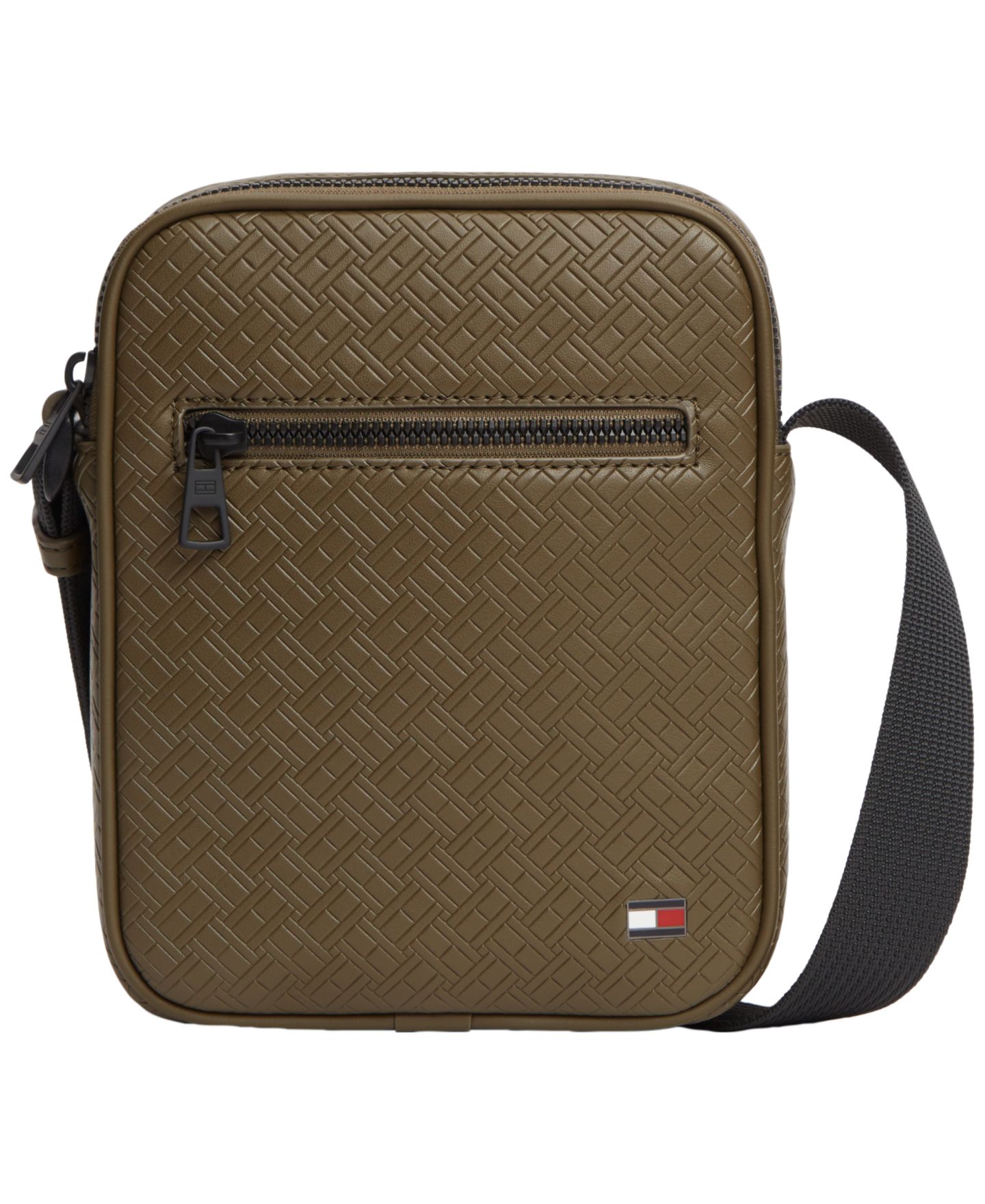Мужская сумка Tommy Hilfiger Embossed Flag Mini Reporter, цвет: Коричневый — фото 1