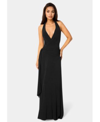 Women's Wrap Front Plunge Neck Maxi Dress