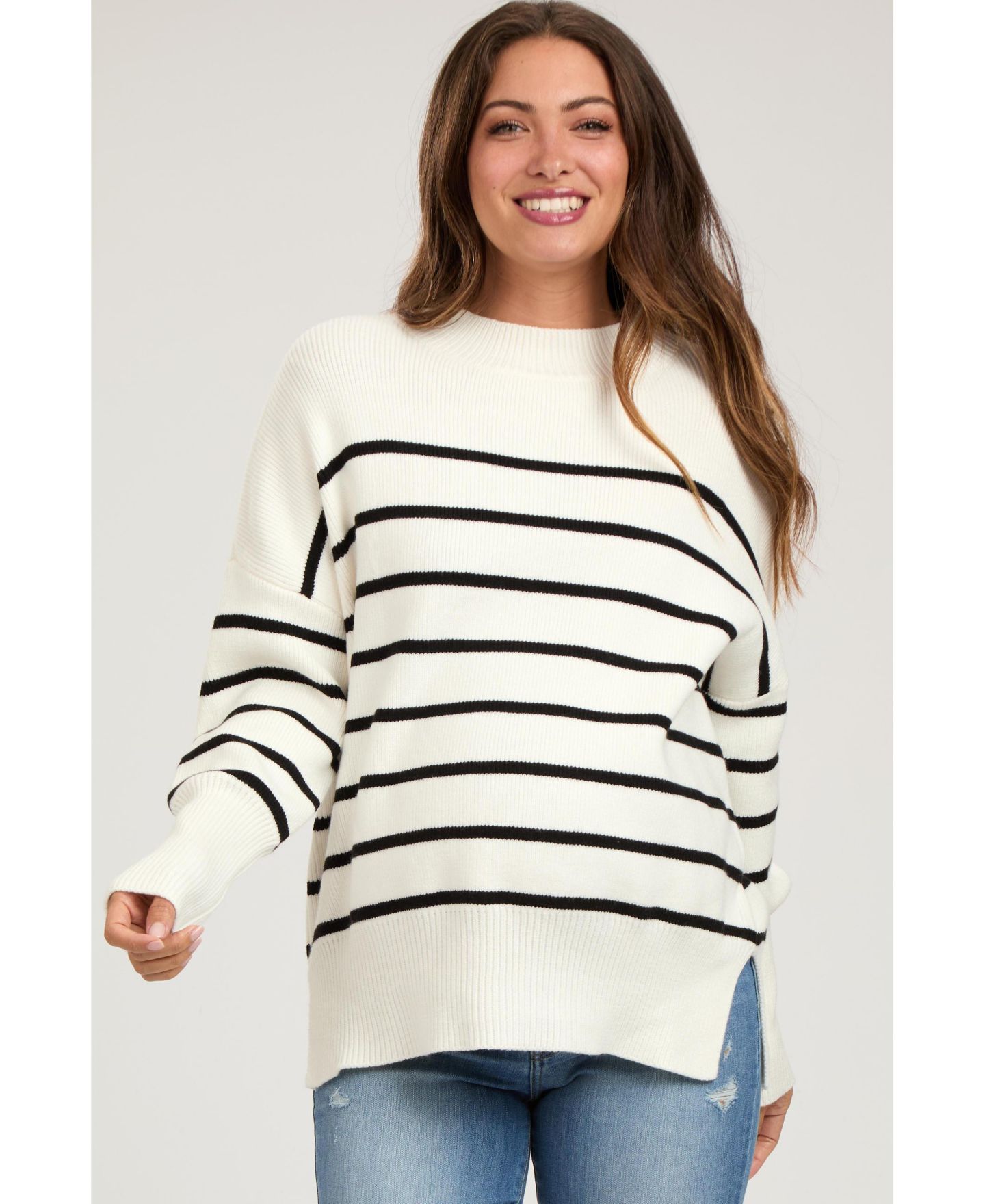 Женский свитер Pinkblush Maternity Striped Drop Shoulder, цвет: Слоновая кость — фото 2
