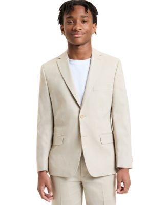 Boys' 8-20 Khaki Linen Notch Collar Jacket