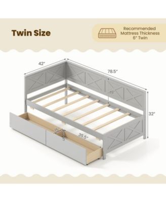 Modern Twin Daybed with Two Drawers and Slat Support - 42