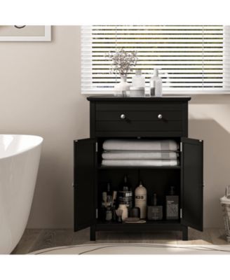 2-Door Freestanding Bathroom Cabinet with Drawer and Adjustable Shelf