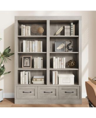 74.5" Tall Bookshelf with Double Storage, 6-Tier Large Bookshelf, Double Wide Bookshelves w/ 12 Cubbies