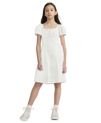 Girls' 7-16 Eyelet Short-Sleeve Dress