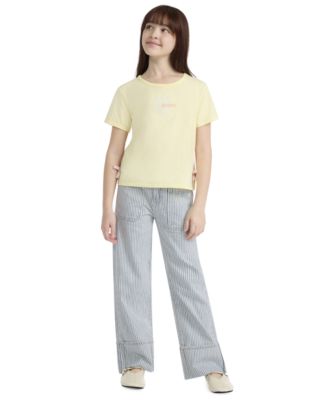 Girls' 7-16 Railroad Striped Wide Leg Jeans