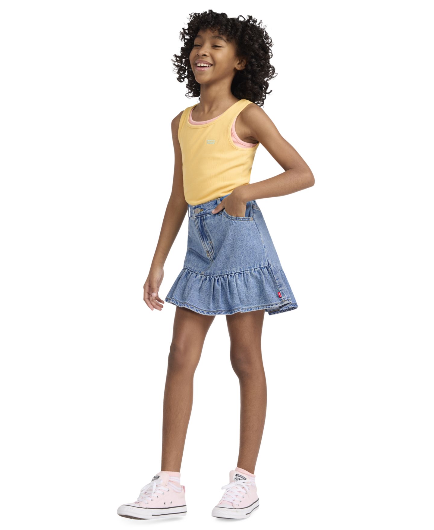 Юбка Levi's Flounce Mini Skirt для девочек, цвет: Средний синий — фото 2