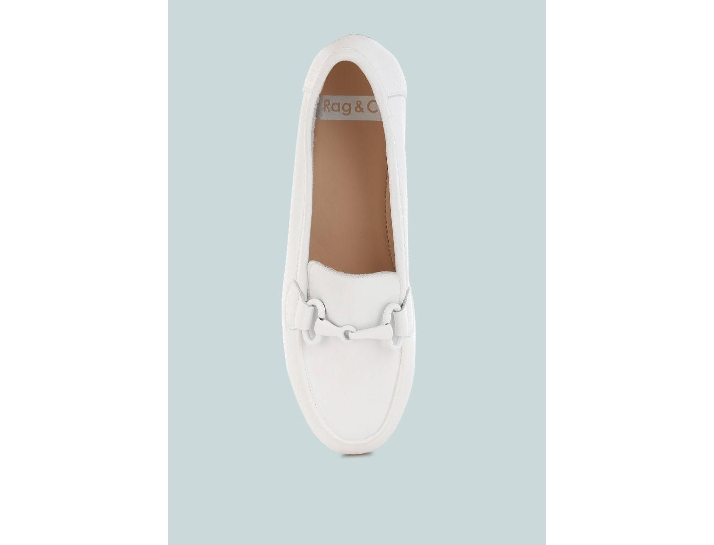 Женские туфли Rag & Co Taranis Monochromatic Horsebit Real Leather, цвет: Белый кожаный — фото 6