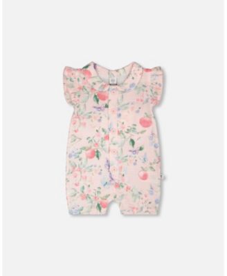 Baby Girls Cotton Muslin Romper Pink Printed Berries