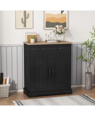 Buffet Cabinet with Drawers, 28.8 in Sideboard Buffet Storage Cabinet with Shelves and Doors