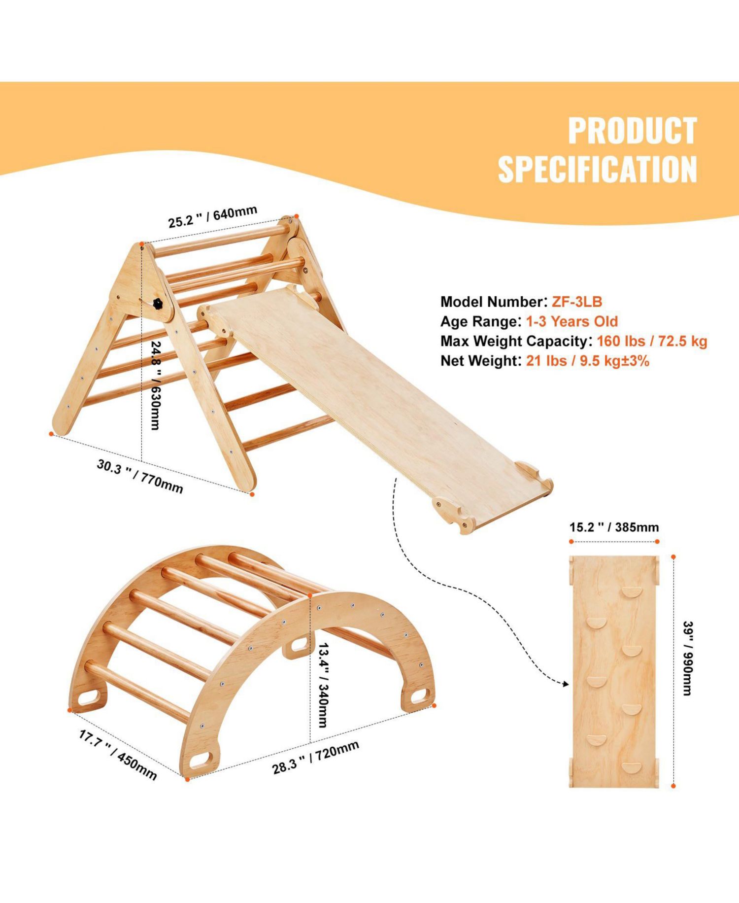 Альпинист Pikler Triangle Climber 5 в 1 с рампой и дугой