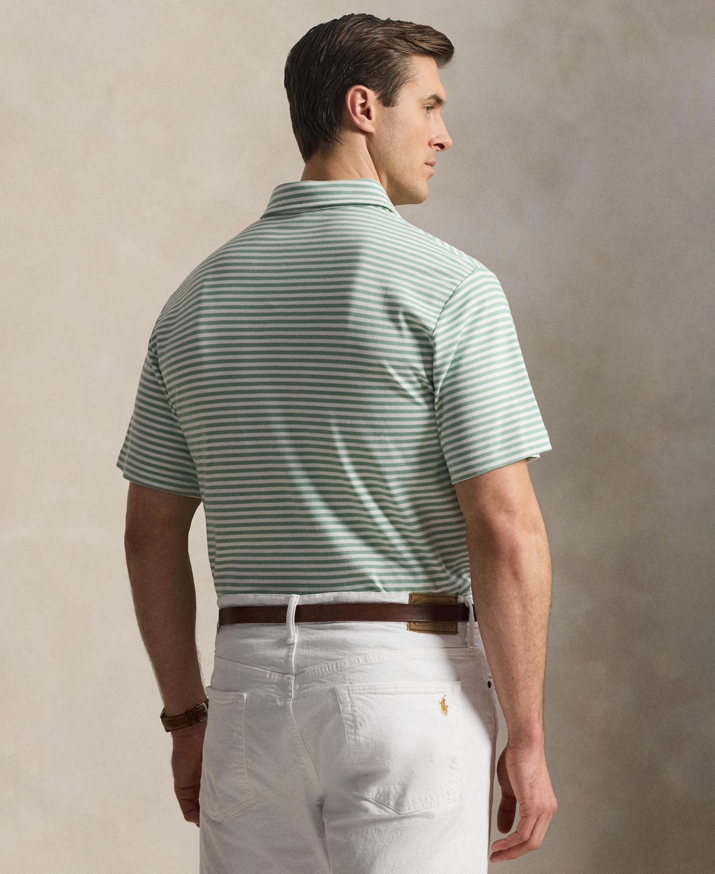 Мужское поло Polo Ralph Lauren Big & Tall Striped Polo Shirt, цвет: Выцветший мятный / Белый — фото 4