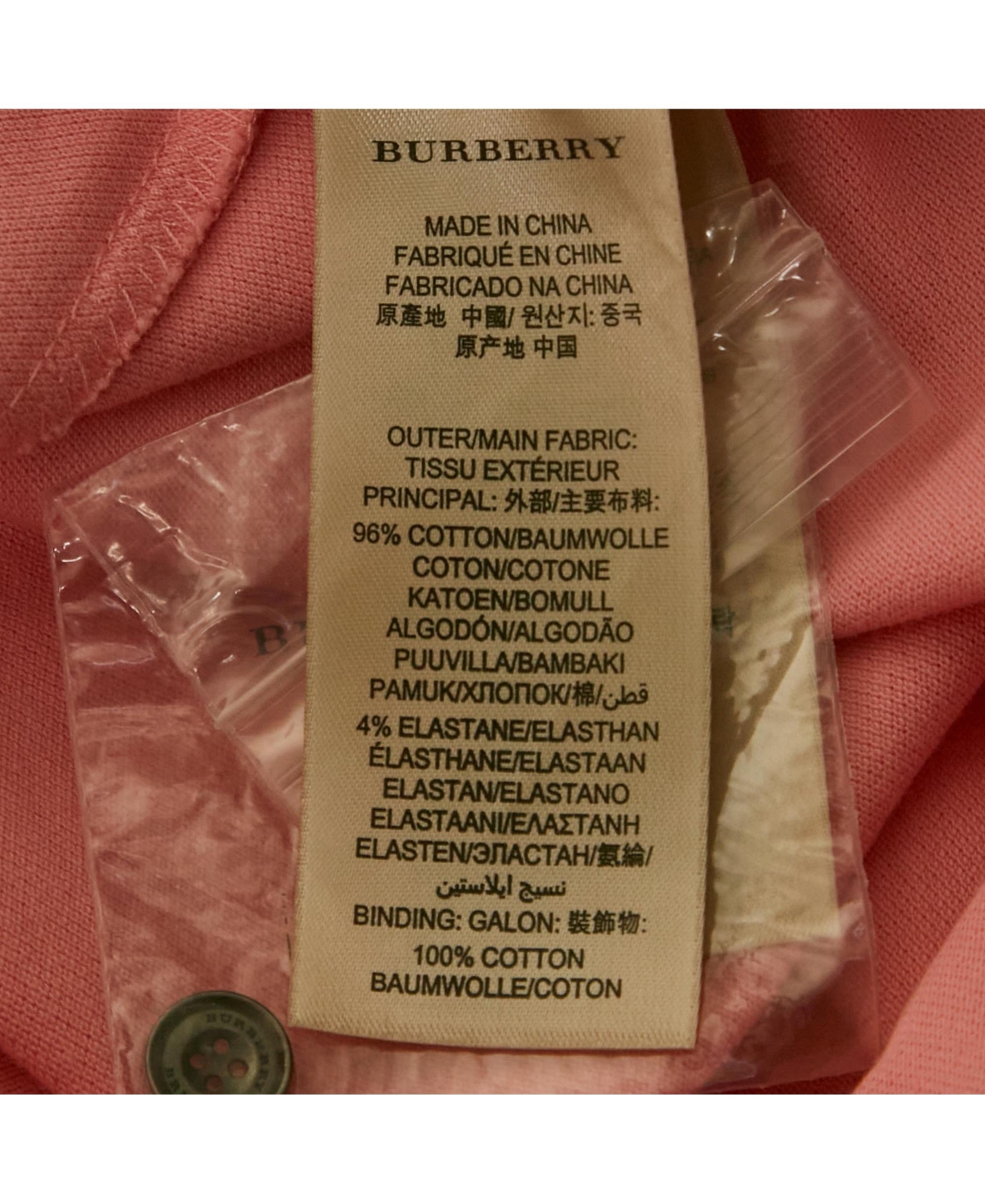 Pre-Owned Burberry Women's Brit Pink Cotton Pique Polo T-Shirt