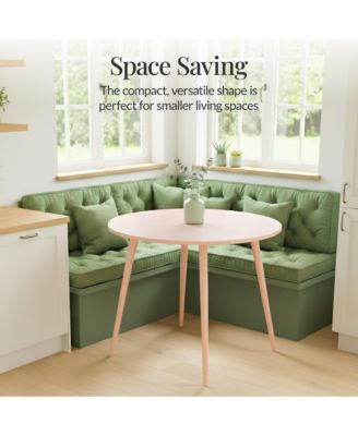 Round Mid-Century Modern 35.5in Dining Table, Dinette for Home or Kitchen w/Wood Finish Steel Legs 