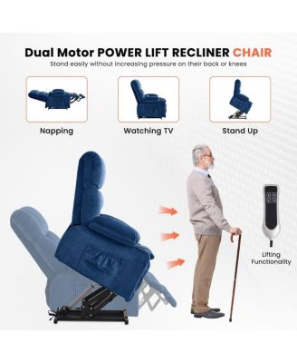 Power Lift Recliner for Seniors with Massage and Heat, Dual Motor Reclining Chair for Tall People, USB Ports, Heavy-Duty Lift Sofa