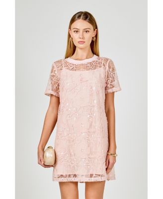 Women's Sequins Embroidery Mesh Dress