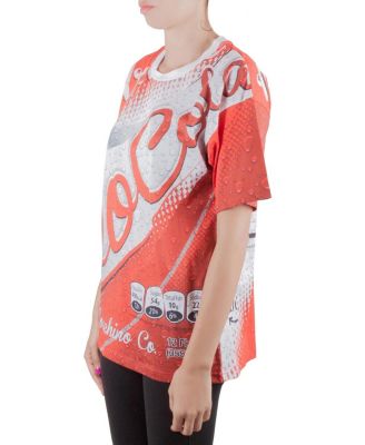 Women's Couture Red Soda Can Printed Cotton Oversized T Shirt