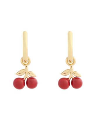 Red Cherry Charm Huggie Earrings
