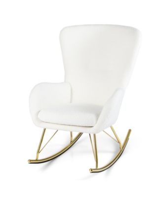 Nursery Rocking Chair with Curved Backrest and Armrests