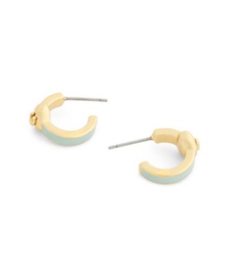 Light Green Signature C Heart Enamel Huggie Earrings