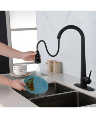 Kitchen Faucet with Pull Down Sprayer, High Arc 360° Swivel Brushed Nickel, 3-Mode Spray Head, for Farmhouse Modern Laundry Rv Bar