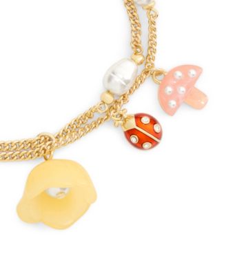 Faux Stone Floral Statement Charm Bracelet