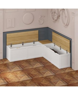 L-Shaped Shoe Bench Corner Bench With Storage Space For Entryway