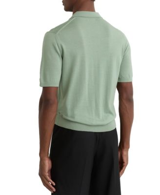 Men's Merino Wool Open Collar Polo Shirt