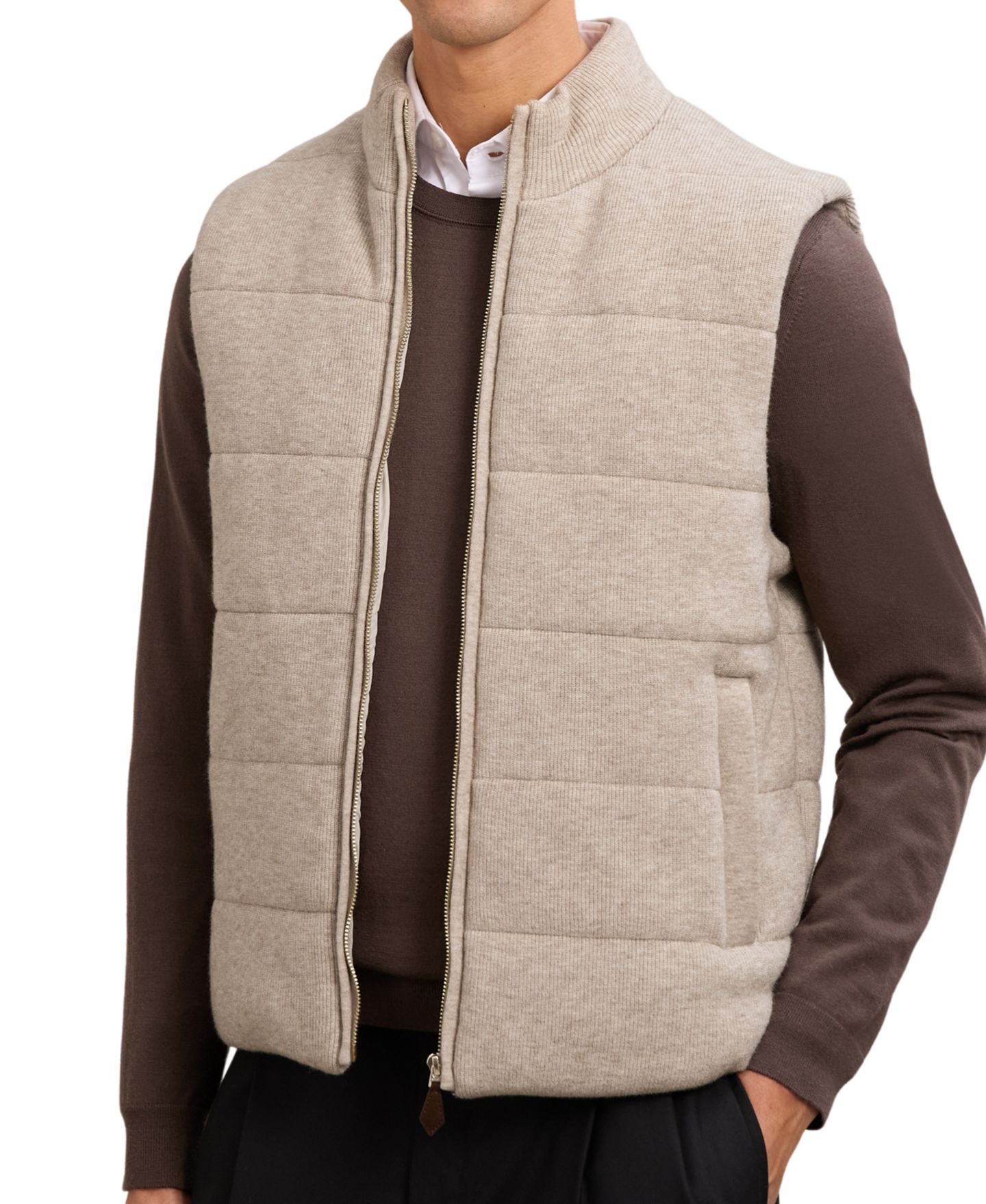 Мужской жилет REISS Otley Rib-Knit Zip-Through Gilet — фото 1